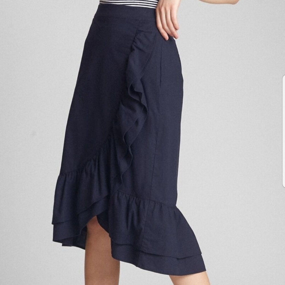 NWT Gap Midi Ruffle Skirt (BLK/10 & BLUE/WHT/12)